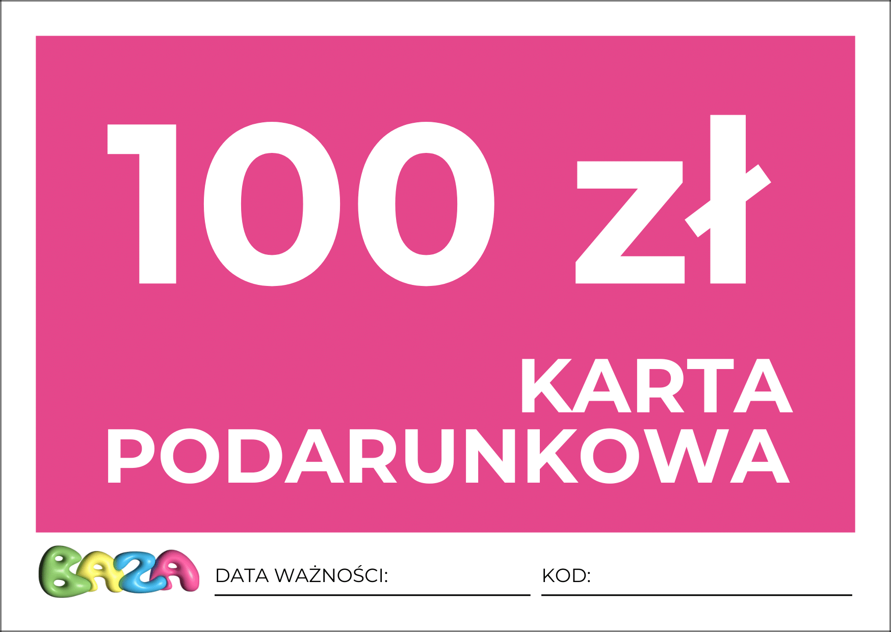 Karta Podarunkowa O Wartości 100 Zł